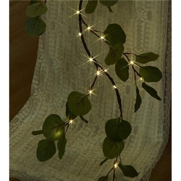 Lighted Artificial Eucalyptus Garland LED Battery Operated Faux Vine Lights - Picture 5 of 12